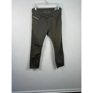Diesel Belther Jeans 29x27 Blue Regular Slim Tapered Denim Pants Olive Green